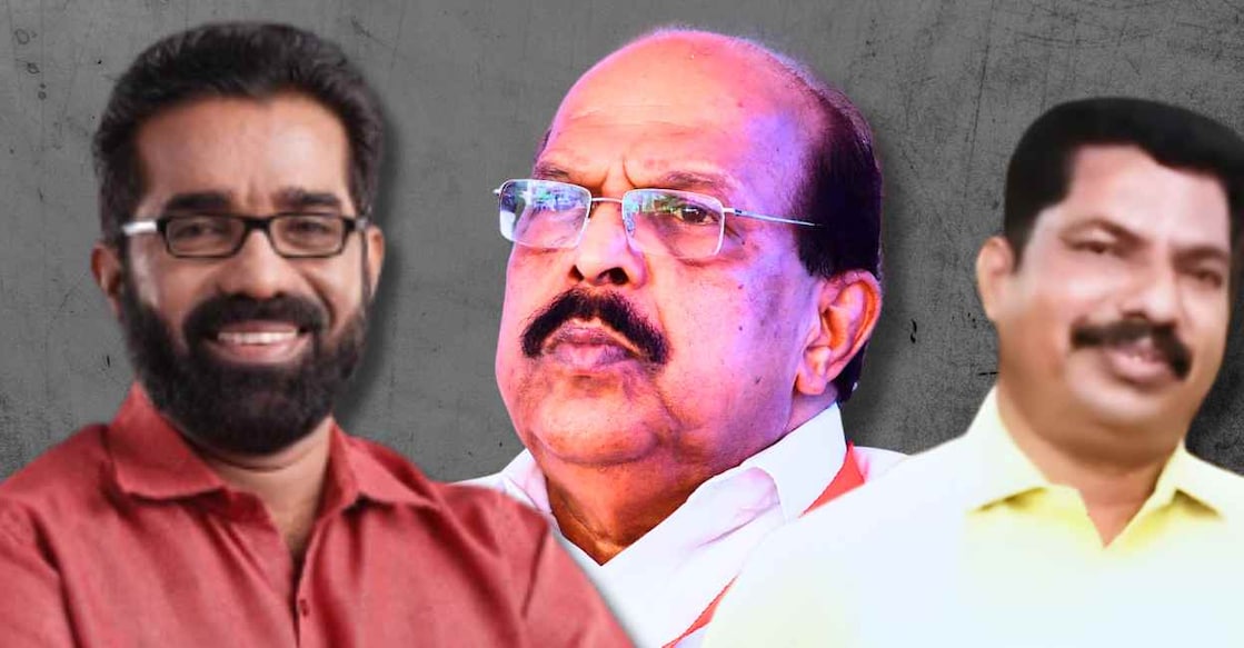 Ambalappuzha candidates Arun Anirudhan, G Sudhakaran, H Salam. Photo: Onmanorama