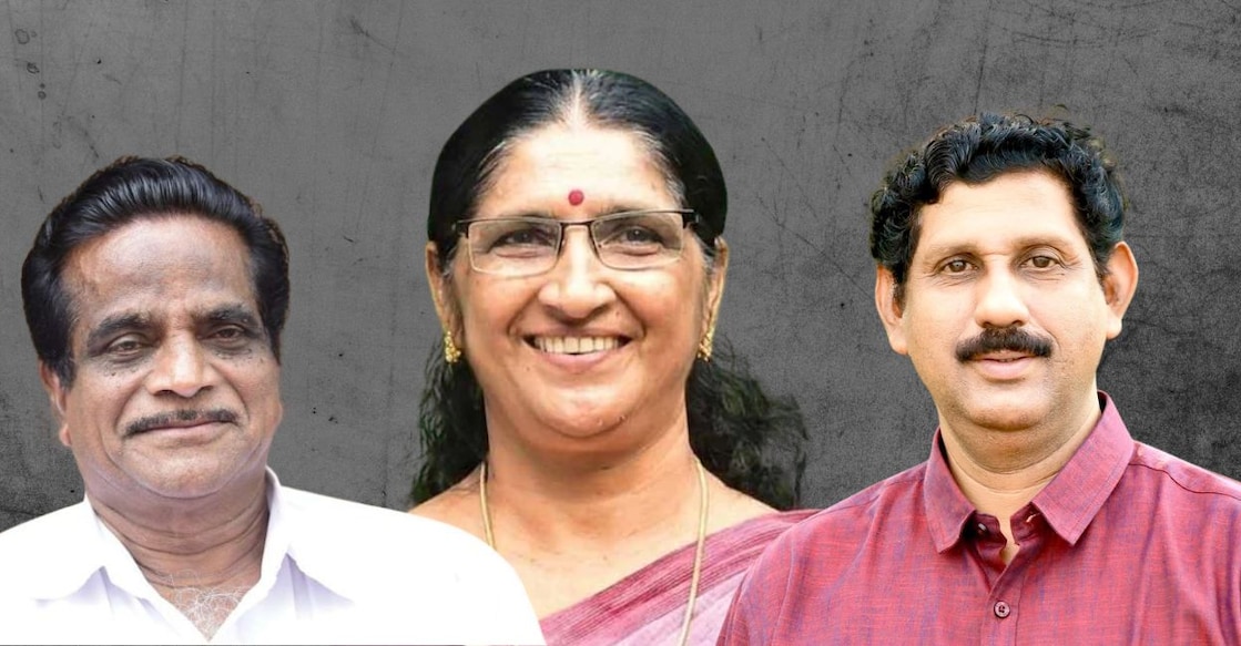 TK Govindan (Left), PK Shyamala and N Haridas. Image: Canva