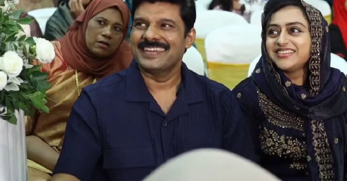 Kalabhavan Navas attending a marriage ceremony with his wife Rehna. Photo: Instagram