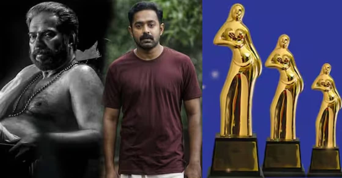 Mammootty, Asif Ali,  Kerala State Award memento. Photo: Manorama