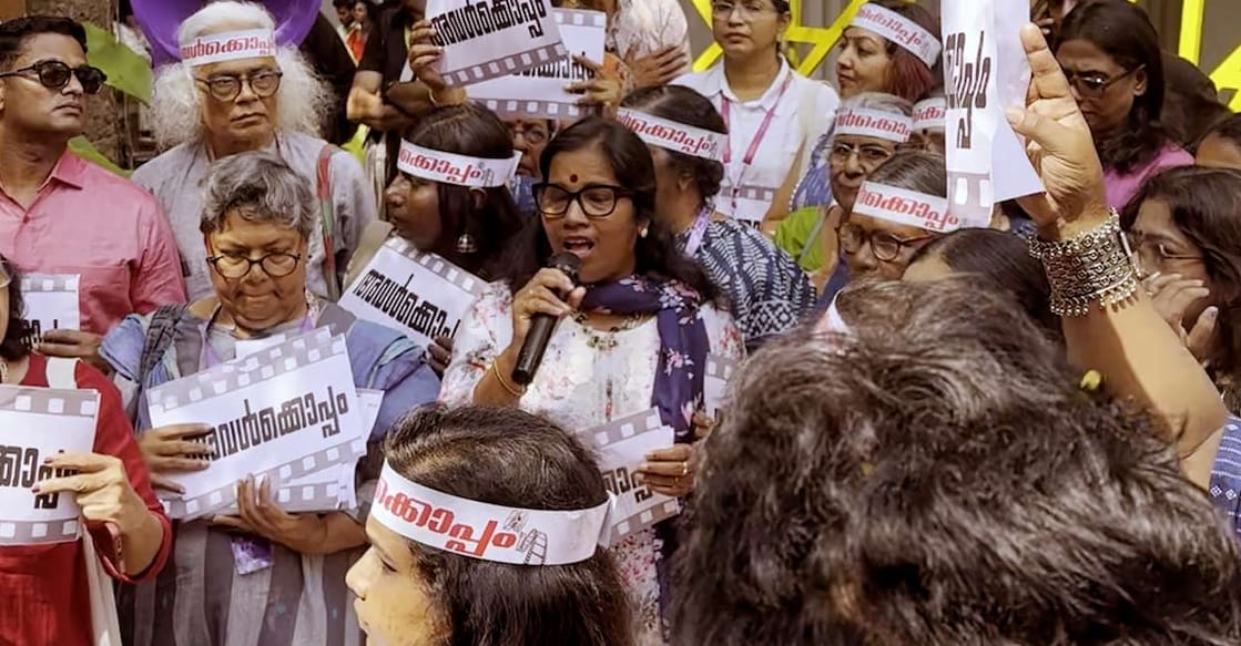 Singer Pushpavathy Poypadathu at the IFFK venue in Thiruvananthapuram. Photo: Onmanorama