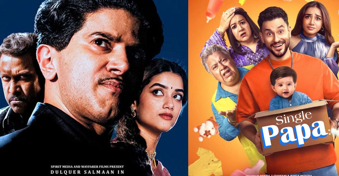 Poster of 'Kaantha' and 'Single Papa'. Posters: Imdb