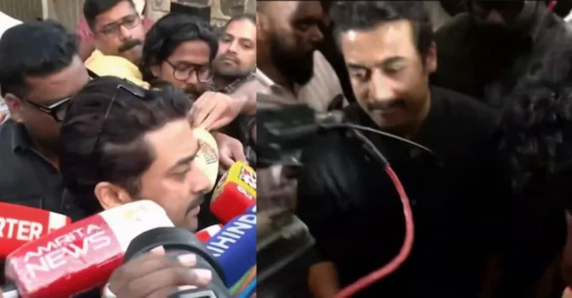 Suriya at Sreenivasan's residence. Photo: Screengrab/YouTube