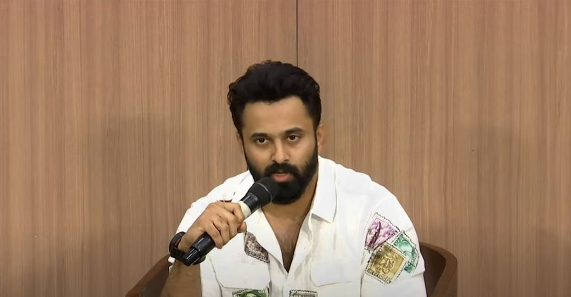 unni Unni Mukundan addressing the media on Friday. Photo: Manorama News