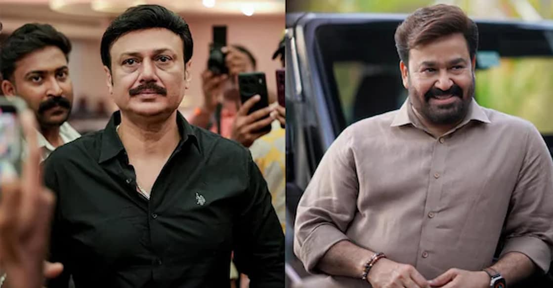 Baiju Santhosh, Mohanlal. Photo: Instagram.com/photopeekweddings