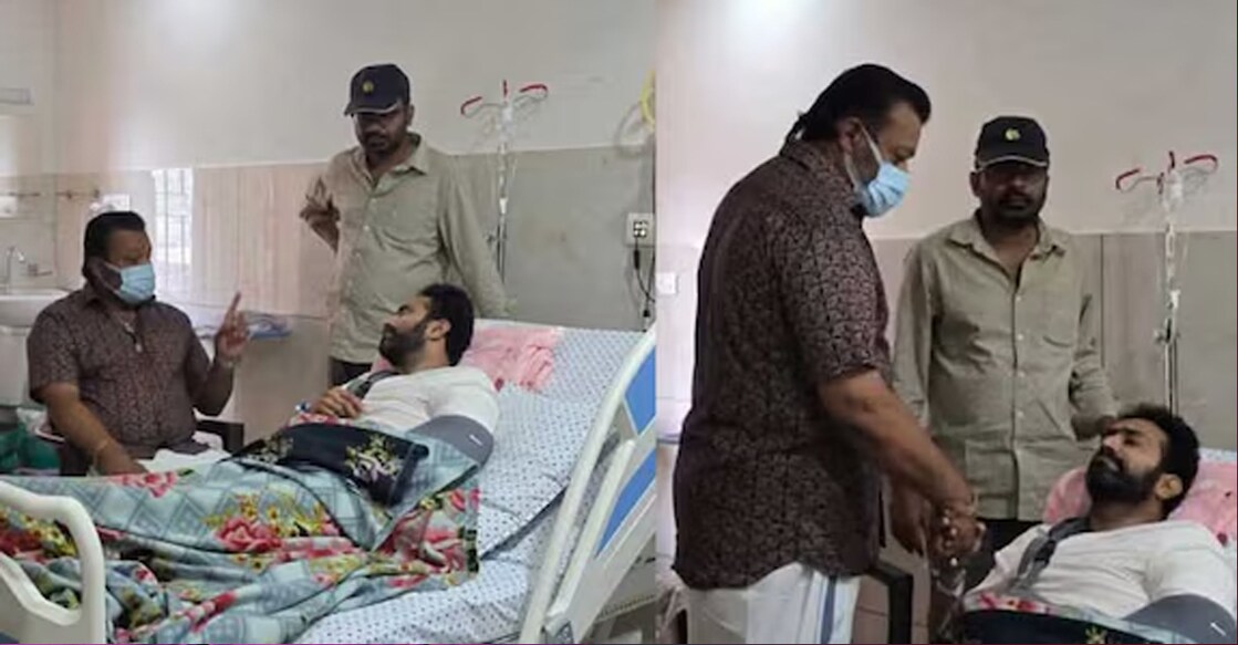 Suresh Gopi with Shine Tom Chacko. Photo: Special Arrangement/Manorama Online