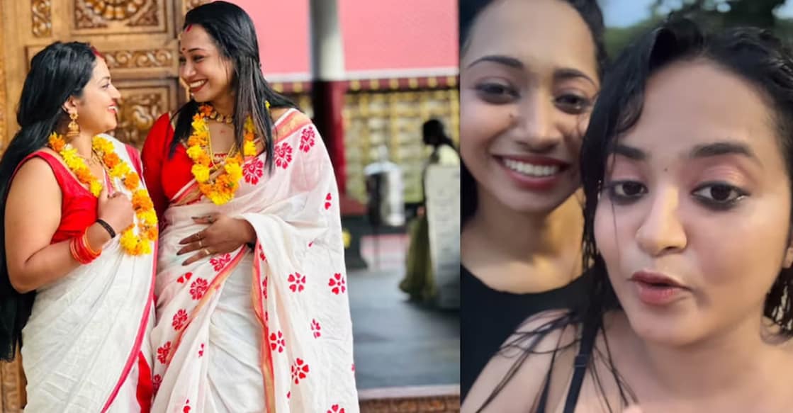 Prarthana and Ansiya during the photoshoot. Photo: Instagram/ _actress_prarthanakrishnanair_