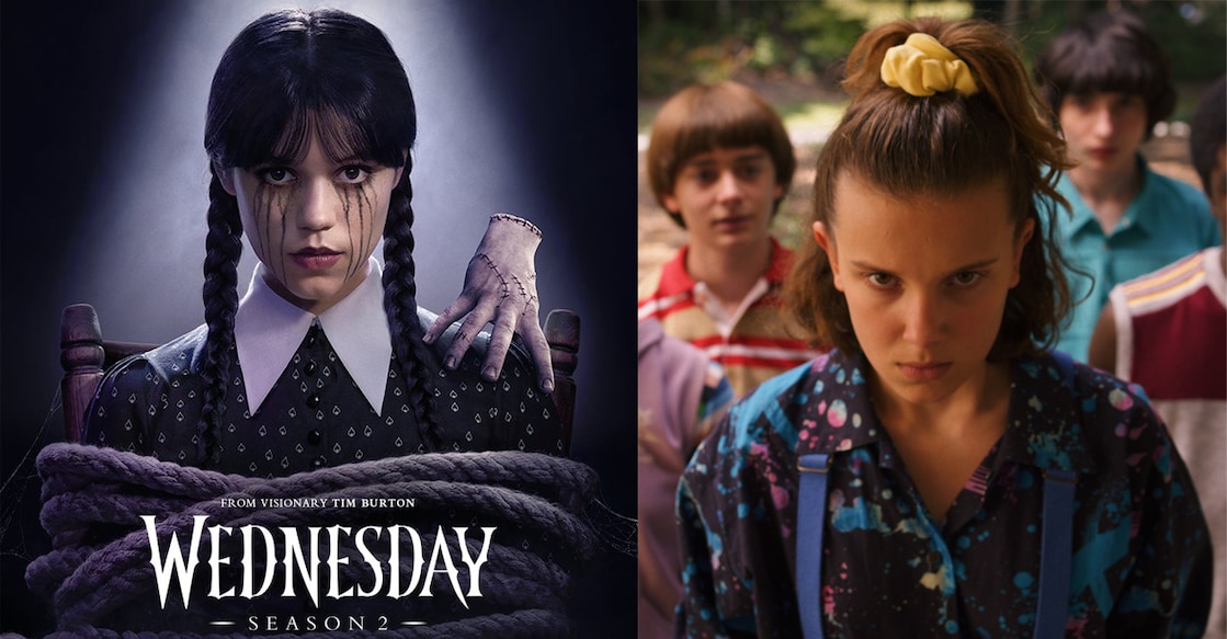 web-series Posters of 'Wednesday', 'Stranger Things'. Photo: IMDb