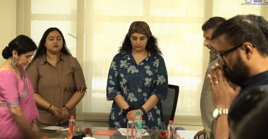 Shwetha Menon at the AMMA office in Kochi. Photo: Instagram/ amma.association