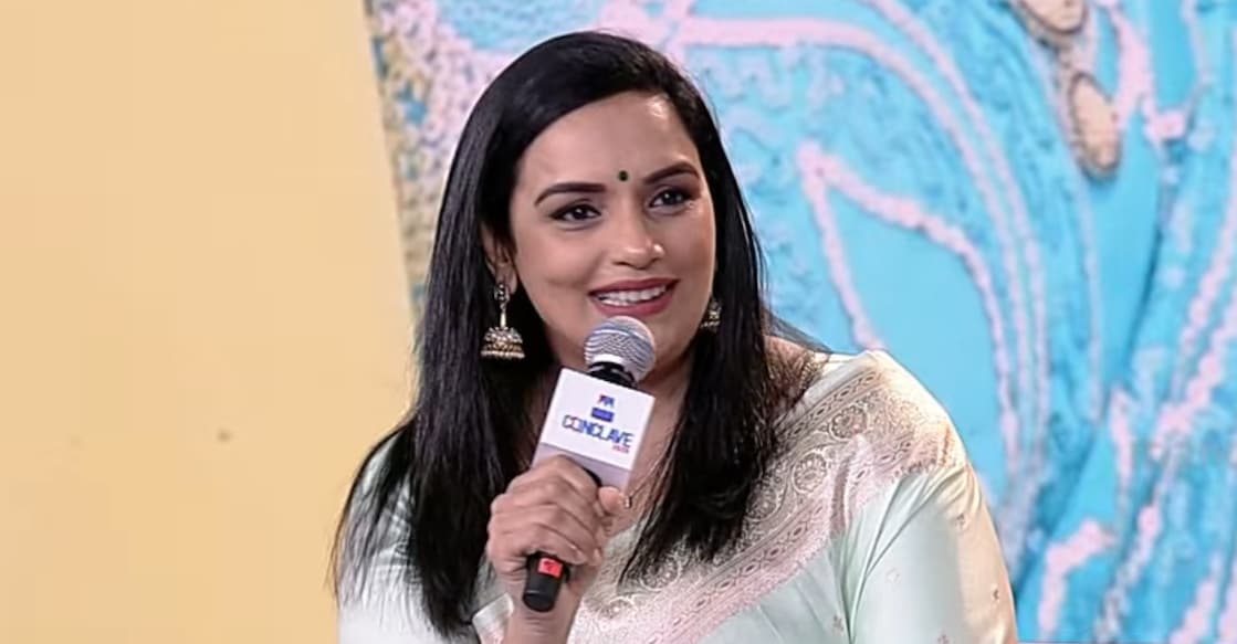 Shwetha Menon at Manorama News Conclave. Photo: Manorama News/YouTube
