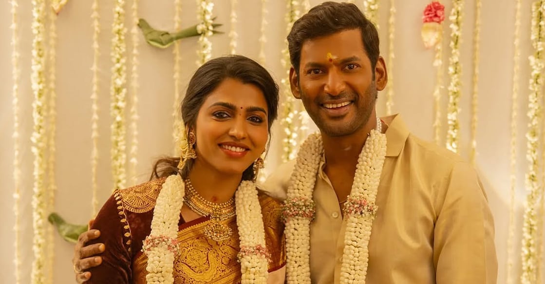 Tamil actors Vishal and Sai Dhanshika. Photo: Instagram