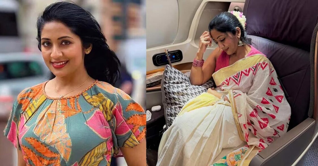 Navya Nair on a flight to Australia. Photo: Instagram/ navyanair143