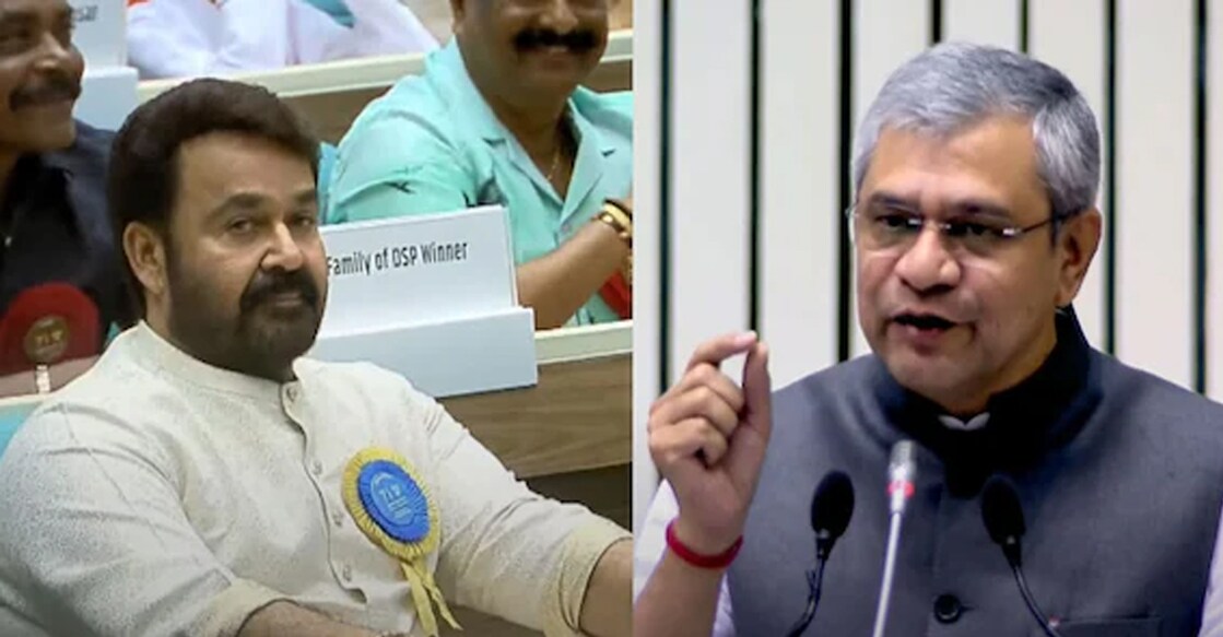 Mohanlal, Ashwini Vaishnaw. Photo: X