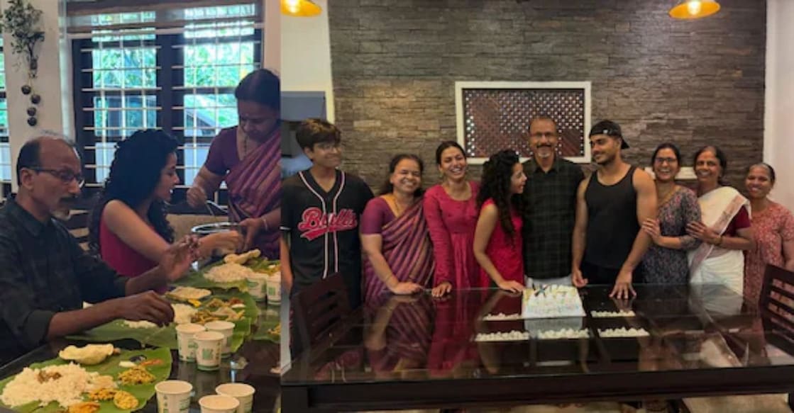 The photos capture warm moments from the celebration, including her father cutting the birthday cake and the family coming together over a festive meal. Photo: Instagram