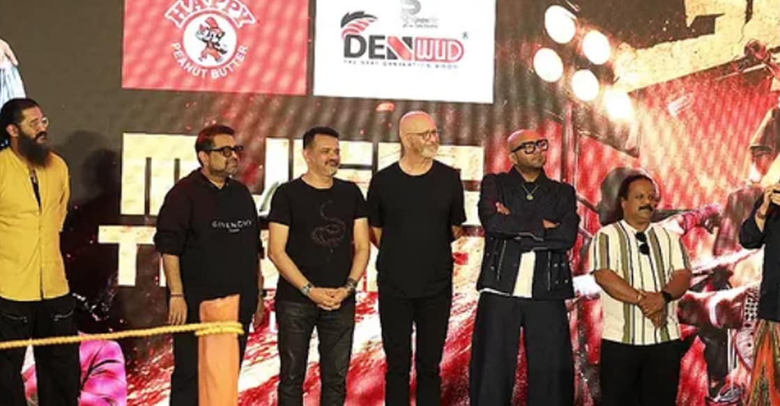 Shankar-Ehsaan-Loy trio at the audio launch of 'Chatha Pacha' in Kochi. Photo: Instagram/theprismaticcreations
