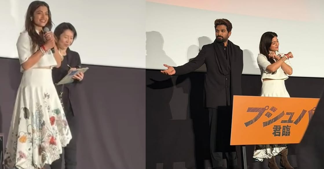 Rashmika with Allu Arjun in Japan. Photo: Instagram / rashmika_mandanna