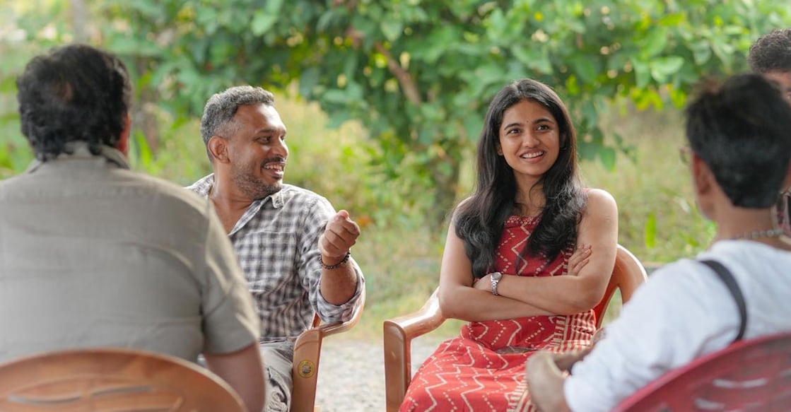 Mamitha Baiju at the sets of 'Bethlehem Kudumba Unit’. Photo: Instagram