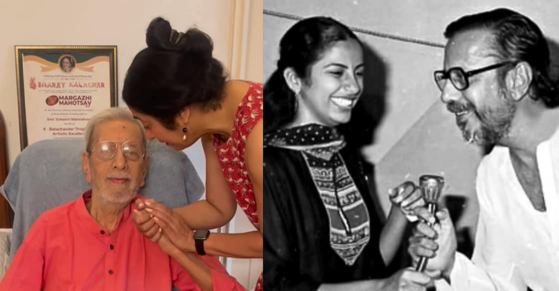 Suhasini with her father and actor Charuhasan. Photos: Instagram/ suhasinihasan