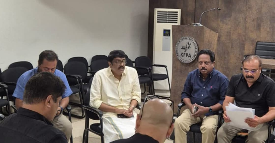 FEFKA general secretary and Producers' Association president B Rakesh at the meeting in Kochi. Photo: Onmanorama