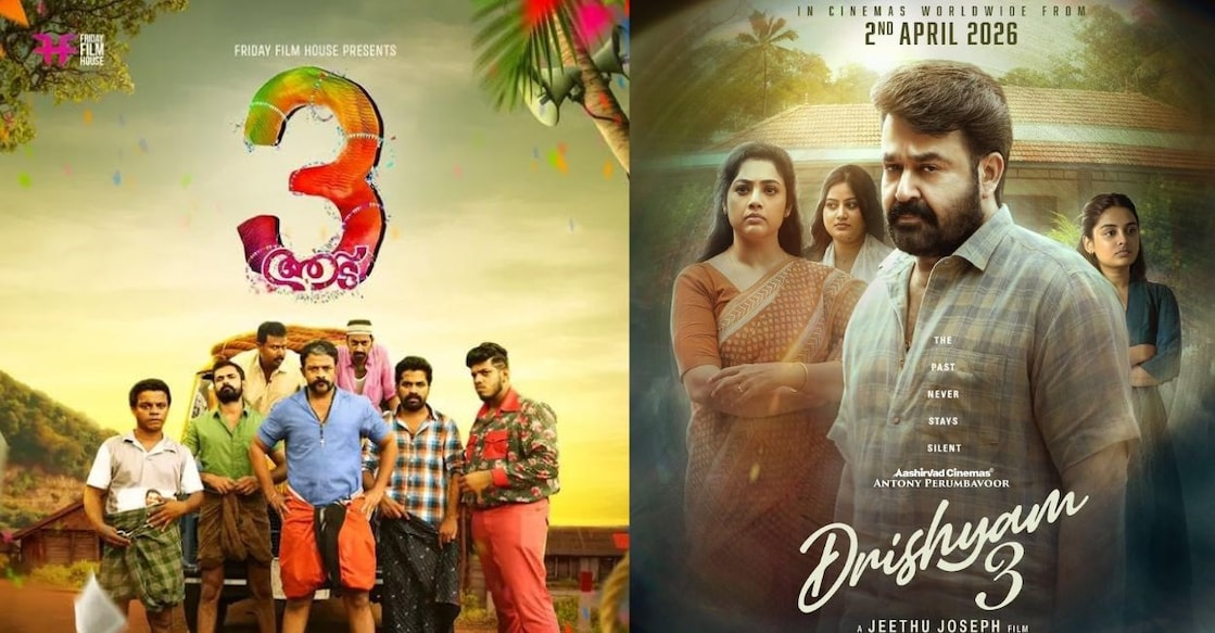 Posters of 'Aadu 3', 'Drishyam 3'. Photo: IMDb