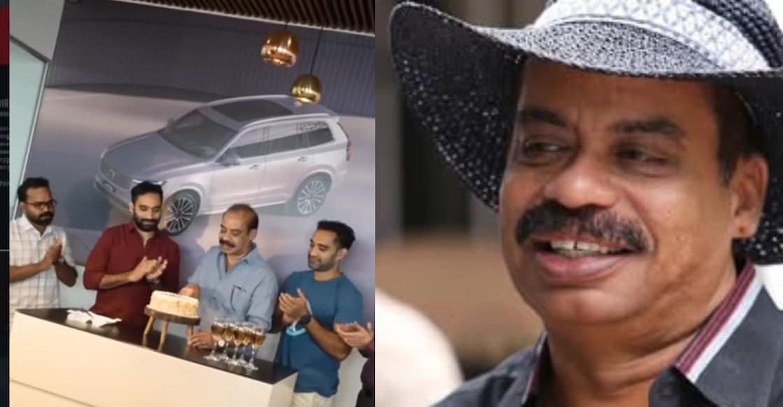 The video shows Sathyan Anthikad cutting a cake before being presented with the car keys, with his sons Akhil Sathyan and Anoop Sathyan by his side. Photo: Instagram