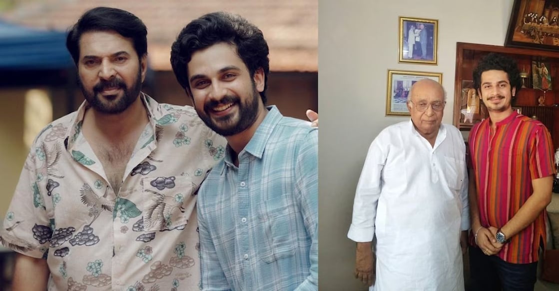 Actor Sankar Induchoodan with Justice K T Thomas and Mammootty. Photo: Instagram