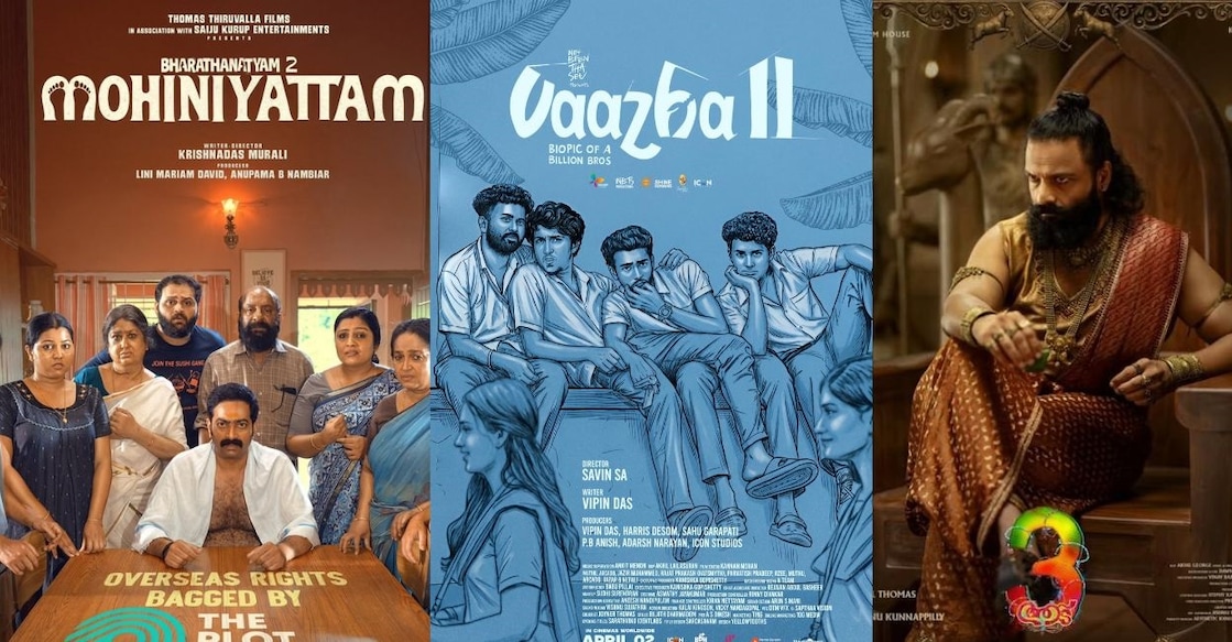 Posters of 'Mohiniyattam', 'Vaazha 2', and 'Aadu 3'. Photo: IMDb