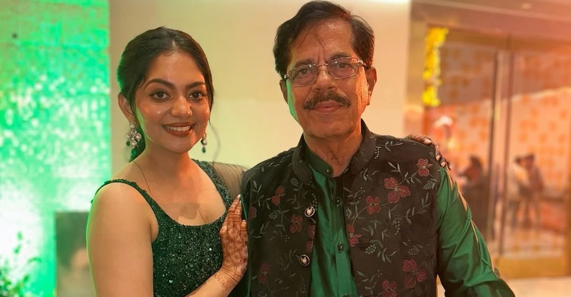 Ahaana Krishna and her grandfather. Photo: Instagram