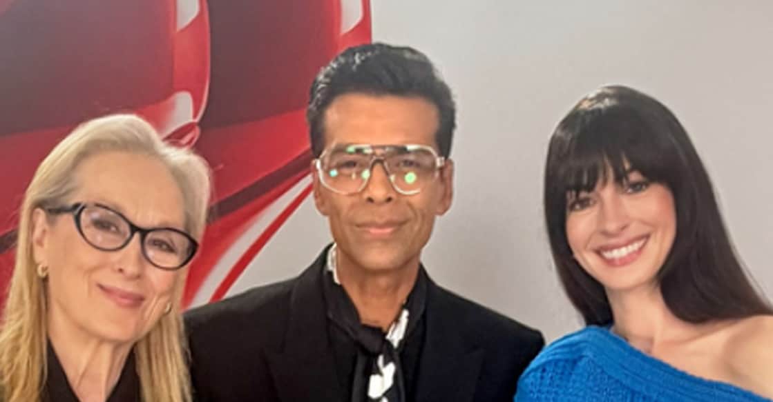 Karan Johar with Meryl Streep and Anne Hathaway. Photo: Instagram