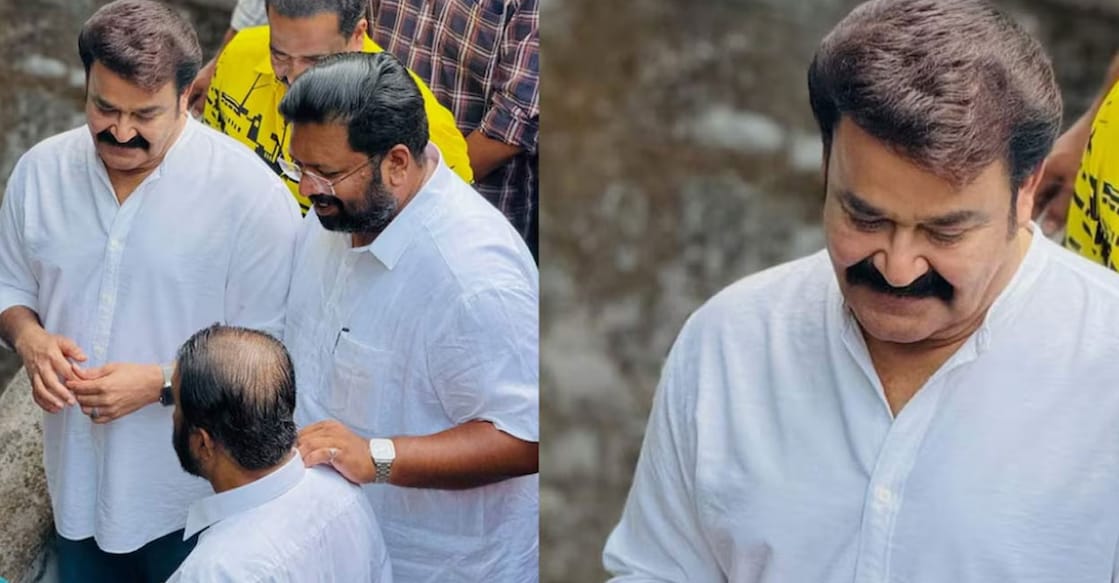 Mohanlal at the polling booth in Thiruvananthapuram. Photo: Instagram