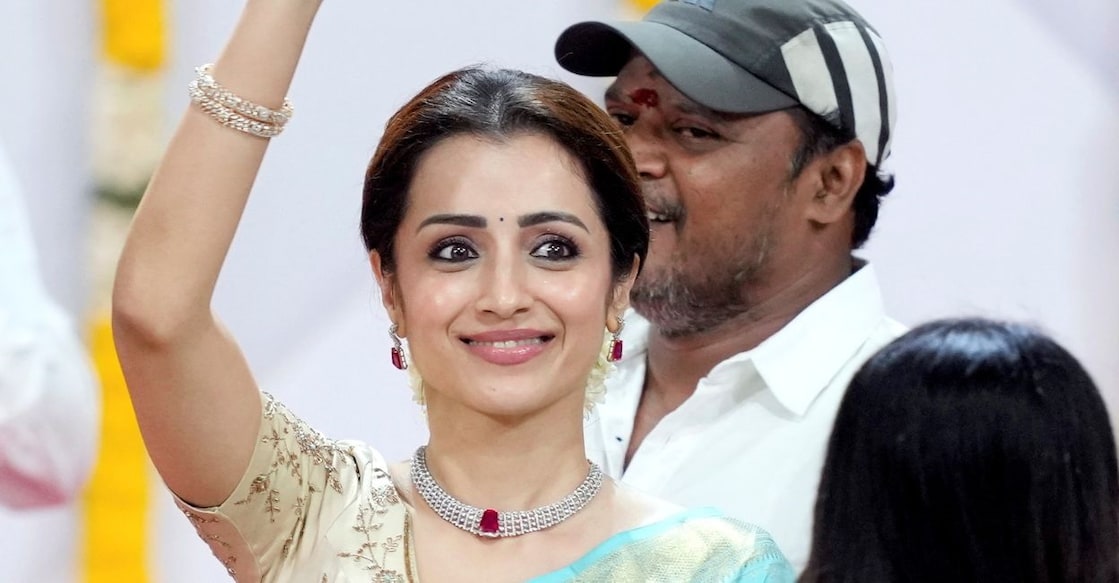 Trisha at Vijay's oath-taking ceremony. Photo: PTI