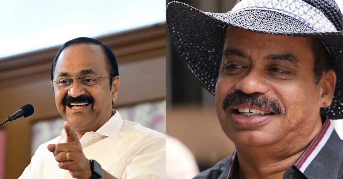 V D Satheesan, Sathyan Anthikad. Photo: Facebook/@sathyananthikad