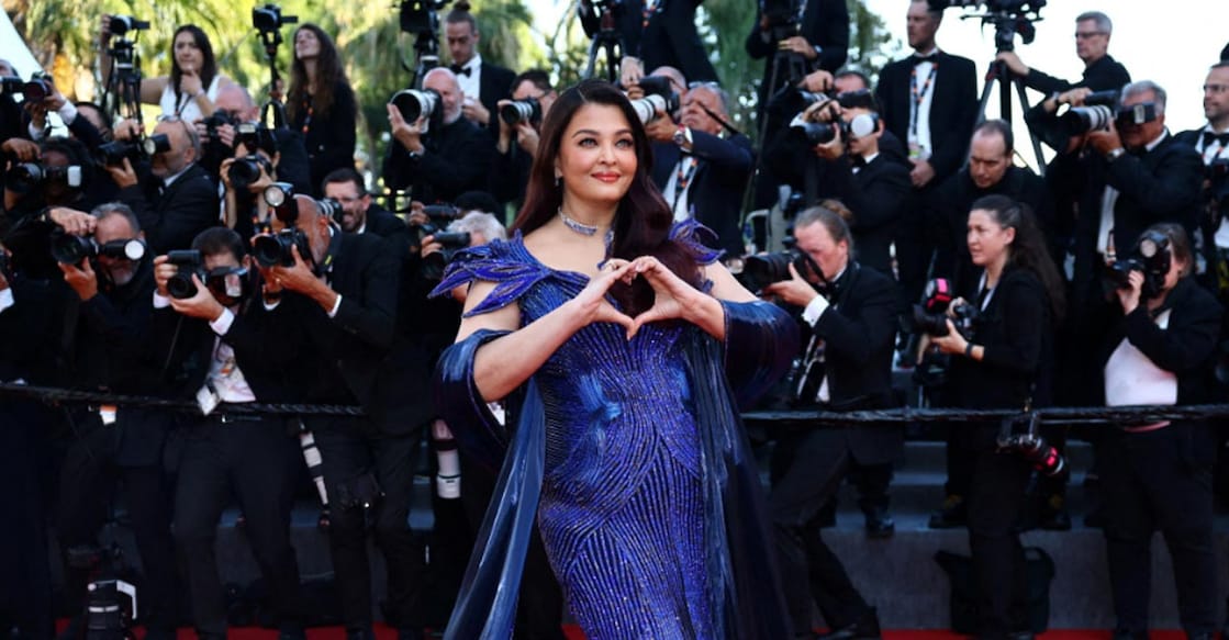 Aishwarya Rai Bachchan posing for the cameras while walking the red carpet at the Cannes Film Festival. Photo: PTI