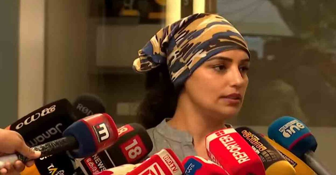 AMMA president and actor Shweta Menon. Photo: Screengrab/Manorama