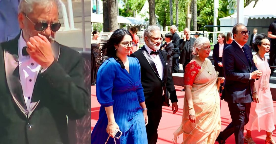 Joy Mathew with Bina Paul and the rest of the Indian contigent at Cannes Film Festival. Photo: Instagram/ @filmheritagefoundation
