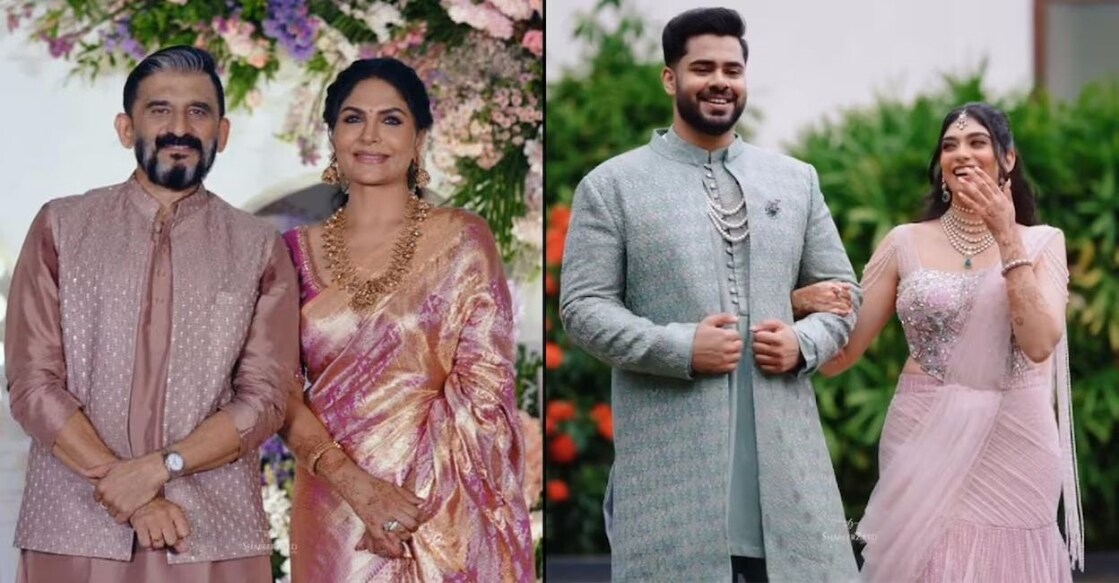 Asha Sharath and her husband (left); Keerthana and Akhil (right). Photo: Instagram/@asha_sharath_official