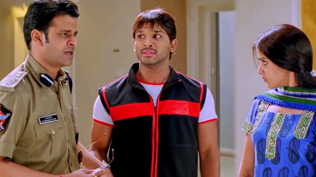 Manoj Bajpayee, Allu Arjun and Genelia D'Souza in Happy. Photo: IMDb