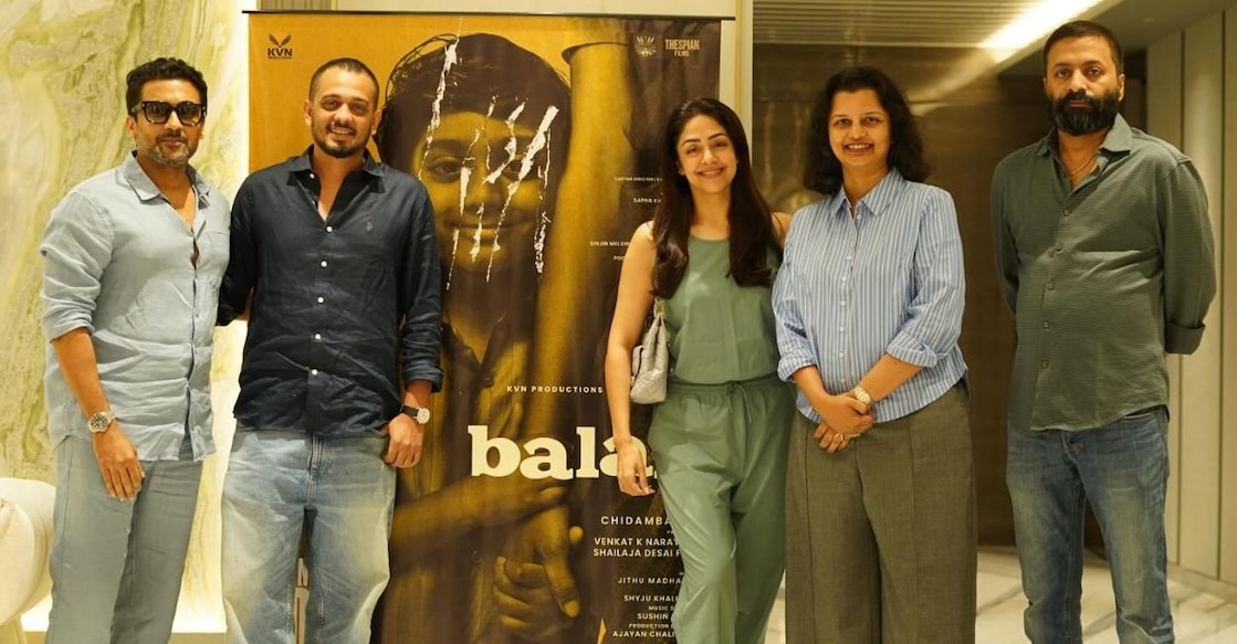 Jyothika was equally effusive in her appreciation, describing 'Balan the Boy' as a masterpiece shaped by Chidambaram. Photo: Instagram/@suriya