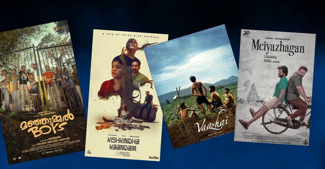 Posters of 'Manjummel Boys', 'Kishkindha Kaandam', 'Vaazhai' and 'Meiyazhagan'. Photo: IMDb