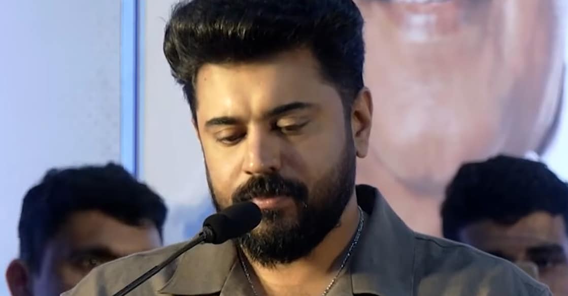 Nivin Pauly speaking during the event in Thiruvananthapuram. Photo: Manorama News