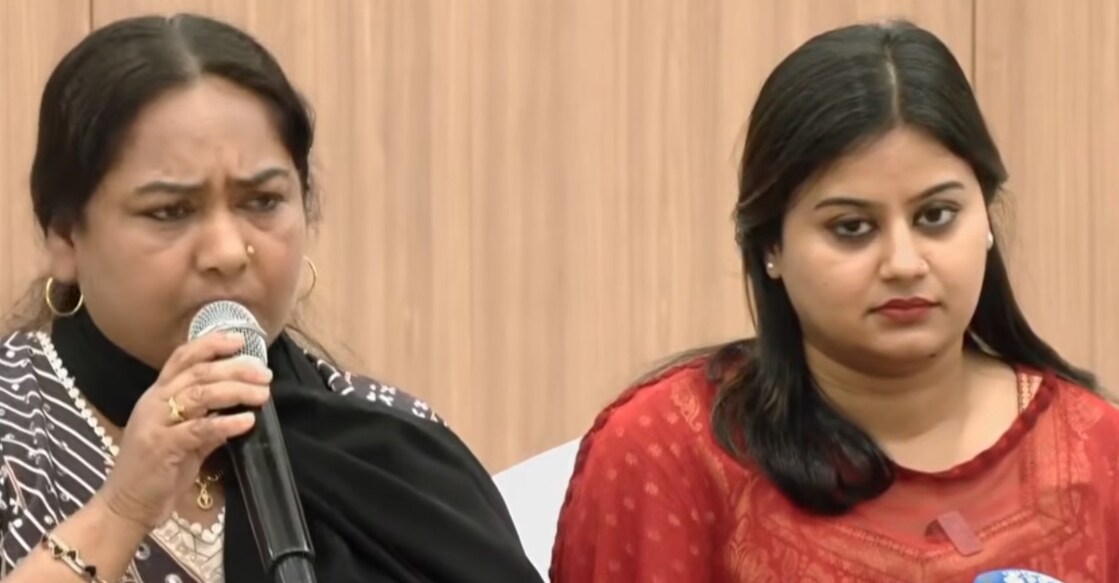 Ansiba Hassan and Usha Haseena during the press meet in Kochi. Screengrab: Manorama News