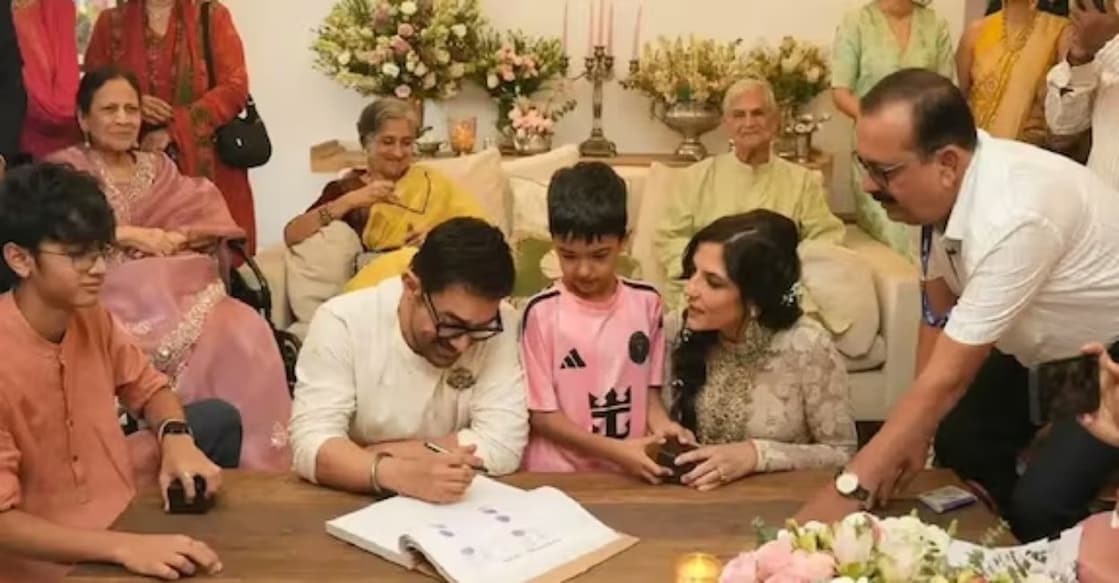 Aamir Khan and Gauri Spratt. Photo: X/@SAMTHEBESTEST