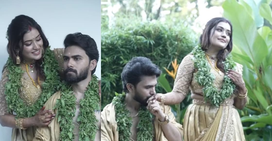 Anumol and Bhuvanesh. Photo: anumolanukuttyofficial/ YouTube shorts