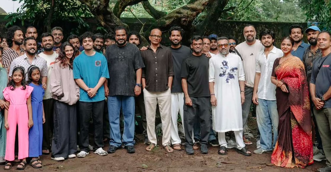 Naslen with the rest of the cast at the shoot location. Photo: Special arrangement