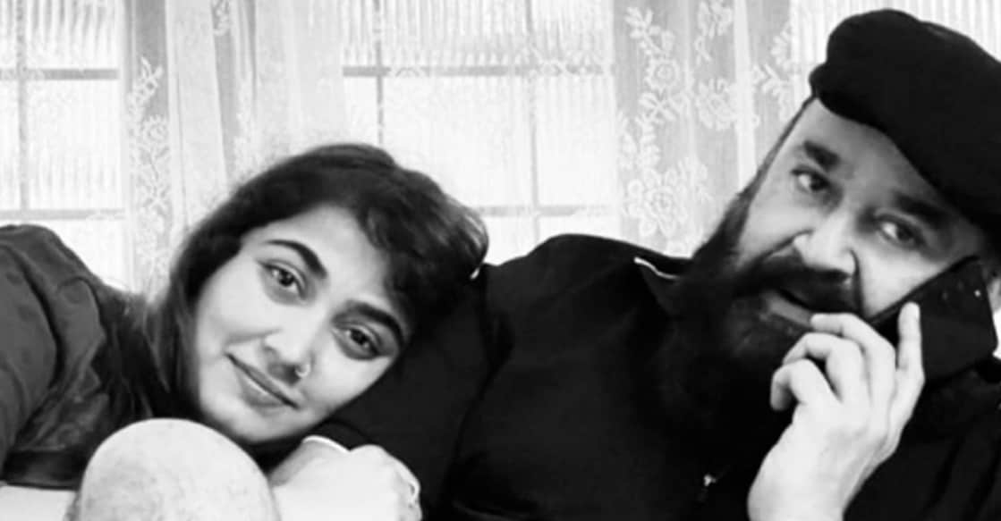 Vismaya with Mohanlal. Photo: Instagram/mayamohanlal