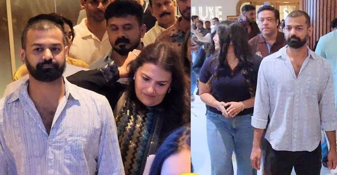 Pranav Mohanlal with his mother Suchitra and sister Vismaya. Photo: Instagram/Manorama Online