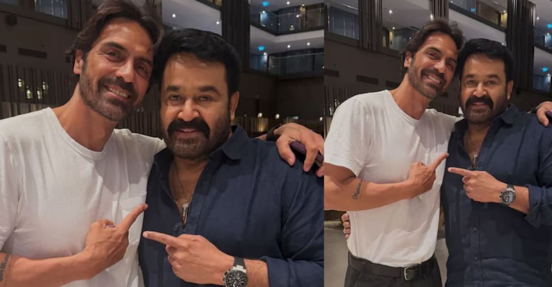 Arjun with Mohanlal. Photo: Instagram