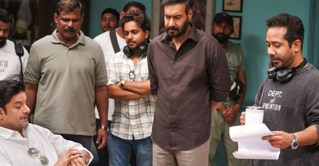 Abhishekh (R) with Ajay Devgn and Jaideep. Photo: Special arrangement