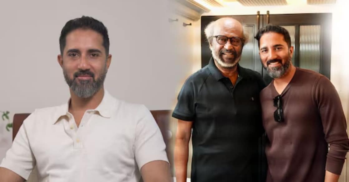 Chethan D'Souza with Rajinikanth. Photo: Instagram