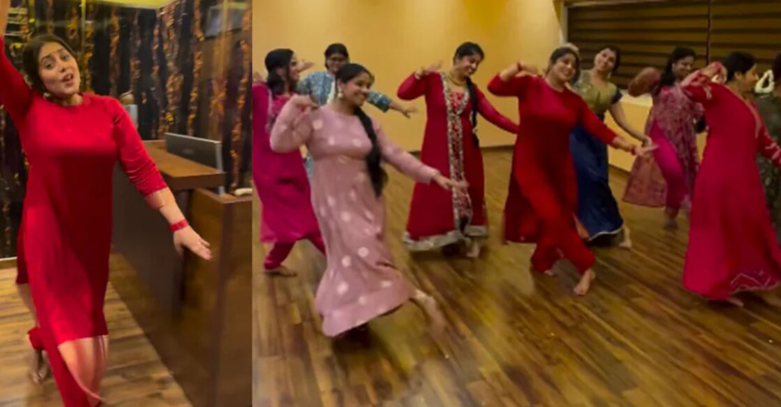 Shamna Kasim with the students: Photo: Instagram